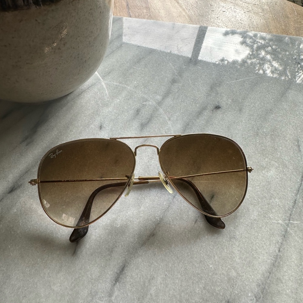 Ray-Ban- Aviator Sunglasses in Gradient Brown Lens - Picture 2 of 4